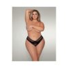Dreamgirl Mesh Thong With Shadow Stripe Elastic Front Detail Black 2x