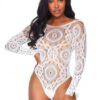 Crochet Lace Crotch Thong Teddy S/m Whit