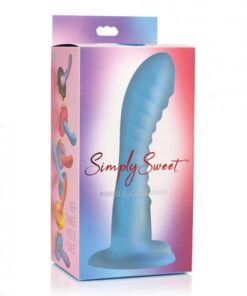Curve Toys Simply Sweet 7" Ribbed Silicone Dildo - Blue