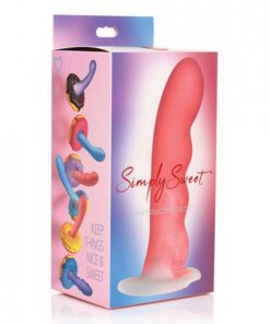 Curve Toys Simply Sweet 7" Wavy Silicone Dildo - Pink/white