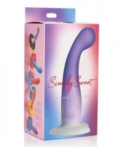Curve Toys Simply Sweet 7" Slim G Spot Silicone Dildo - Purple/white