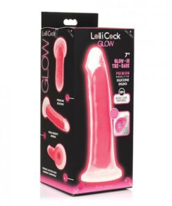 Curve Toys Lollicock 7" Glow In The Dark Silicone Dildo - Pink