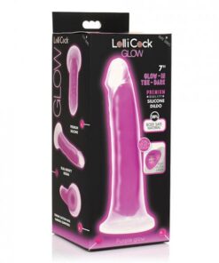 Curve Toys Lollicock 7" Glow In The Dark Silicone Dildo - Purple