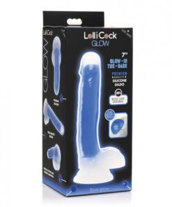 Curve Toys Lollicock 7" Glow In The Dark Silicone Dildo W/balls - Blue