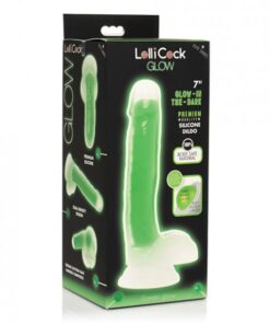 Curve Toys Lollicock 7" Glow In The Dark Silicone Dildo W/balls - Green