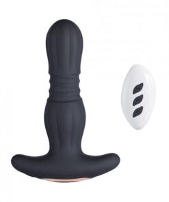 Agas Thrusting Butt Plug W/ Remote Control - Black