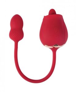 Fuchsia Rose Clit Licking Stimulator & Vibrating Egg - Red
