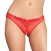 Crotchless Thong Panty with Pearls Red O/S