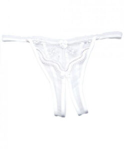 Scalloped Embroidery Crotchless Panty White O/S