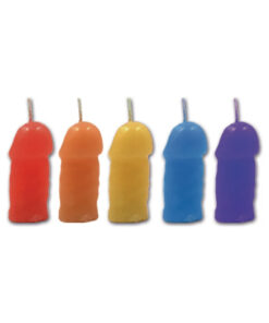 Rainbow Pecker Party Candles 5 Pack Assorted Colors