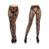 Fleur De Lace Suspender Illusion Crotchless Tights With Bow Accent O/s Black
