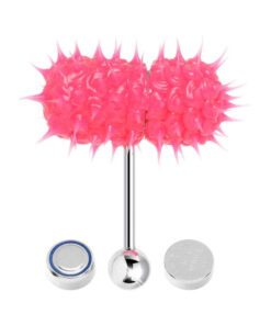 Lix Vibrating Tounge Ring Pierced Gitd Pink (stainless Steel)