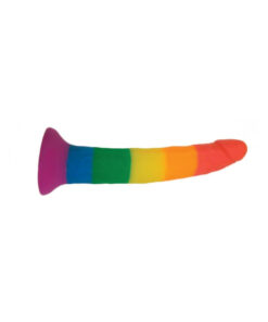 Rainbow Power Drive 7 Inch Strap On Dildo With Harness Silicone