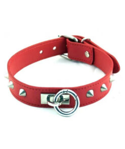 Rouge O Ring Studded Collar Red