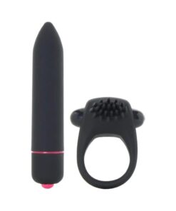 Intense Cockring And Bullet 10 Function Bullet Waterproof Black