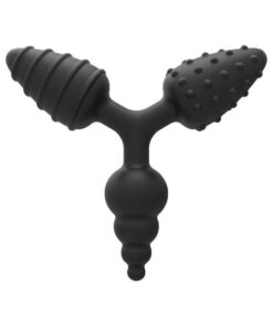 Wet Dreams Triple Play Ninja Triple Butt Plug With 3 Textured Surfaces Black