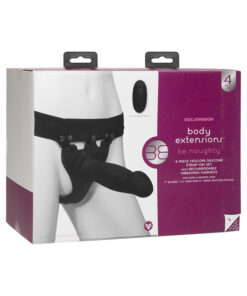 Body Extensions Hollow Strap-on 4-piece Set With Clitoral Vibrator Black