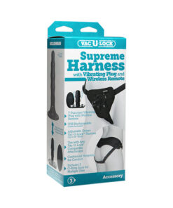 Vac-U-Lock Supreme Harness With Vibrating Plug Black