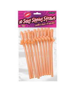 10 Sexy Sipping Straws Beige Pecker