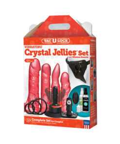 Vac-U-Lock Vibrating Crystal Jellies Set with Remote - Pink