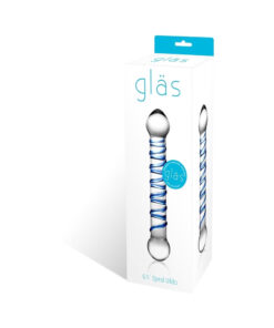 Glas 6.55in Spiral Glass Beaded Dildo