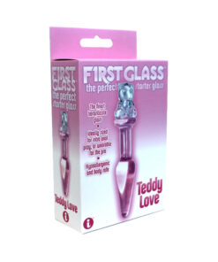 First Glass Teddy Love Plug Glass Butt Plug Pink