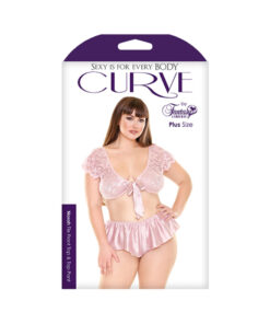 Novah Tie Front Top And Tap Pant  Blush Pink 3x/4x