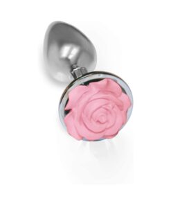 The 9"s The Silver Starter Rose Floral Stinless Steel Butt Plug Pink