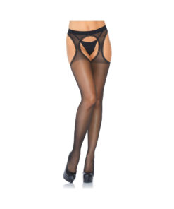 Spandex Sheer Scalloped Suspender Hose.