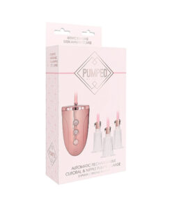 Automatic Rechargeable Clitoral & Nipple Pump Set - Large - Pink