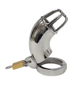 Stainless Cock Cage With Padlock  In Clamshell