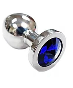 Stainless Steel Smooth Small Butt Plug w/Crystal