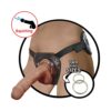 Natural Realskin Squirting Penis With Adjustable Harness 8" - Brown