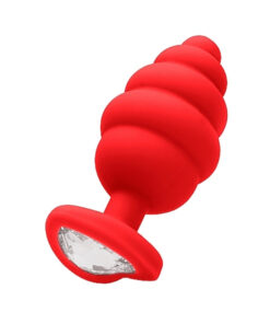 Ouchlarge Ribbed Diamond Heart Plug - Red