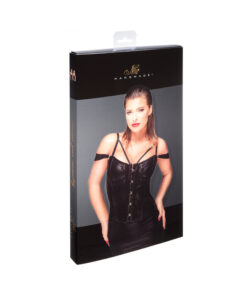 Noir Handmade Corset With Lace And Powerwetlook Xl
