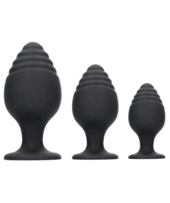 Ouch Rippled Butt Plug Set Black