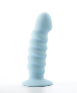 Paris 6 inches Blue Silicone Ribbed Dong