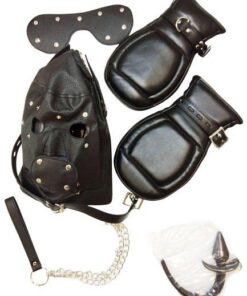 Basic Puppy Play Kit Black Mask Tail Mitts Carry Pack