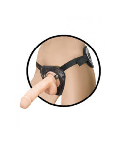 Natural Realskin Squirting Penis 8 inches Beige Harness